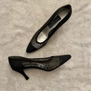 Stuart Weitzman Black Leopard Mesh Heels
